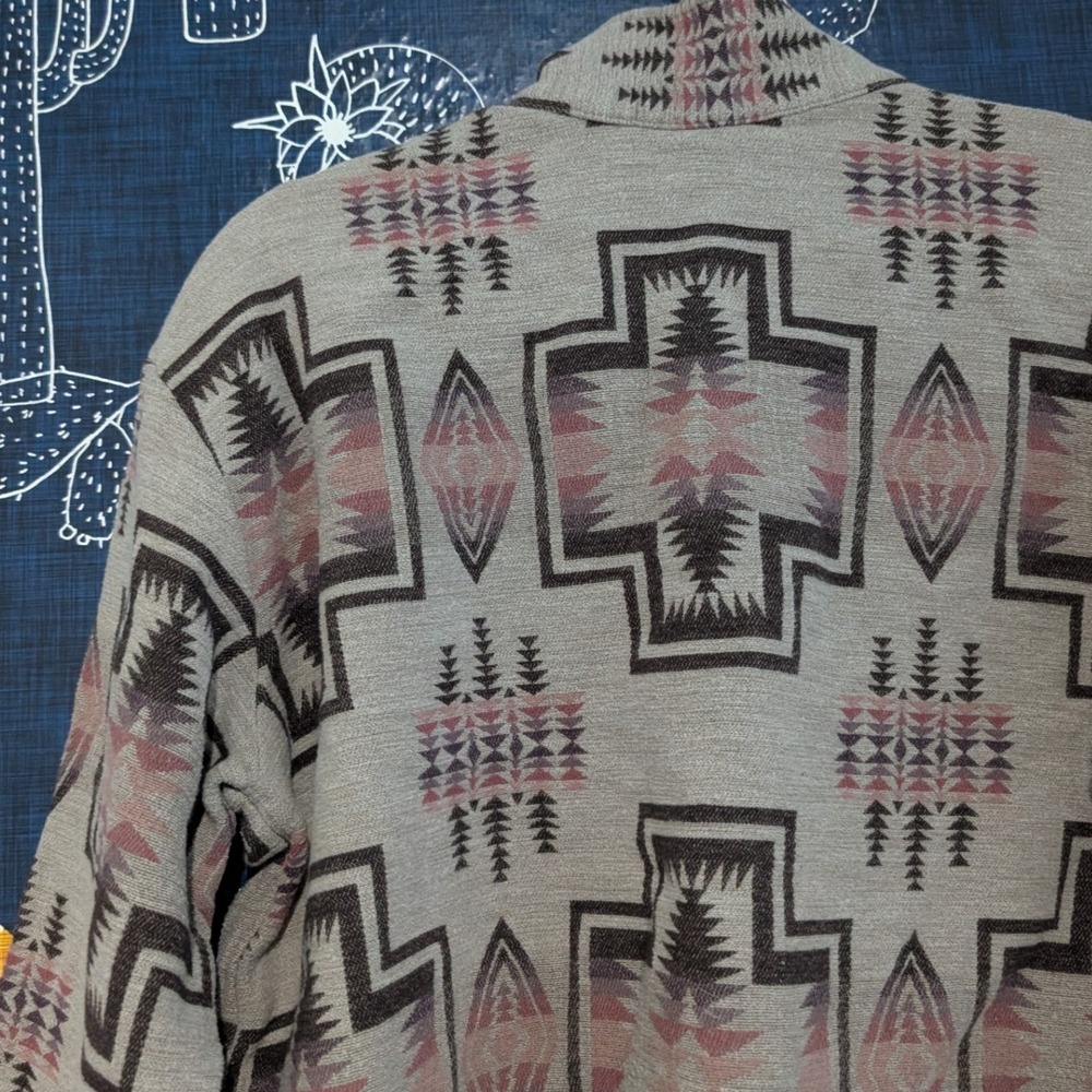 Pendleton Harding Chamois Grey Southwestern Cotton Quarter Zip Pullover Small - Picture 8 of 11
